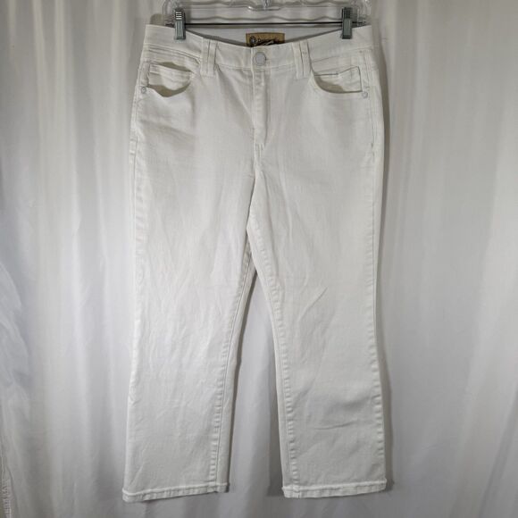 Democracy Ab Technology Jeans Womens 8 White Mid Rise Stretch Waist Cotton Blend - Picture 1 of 14